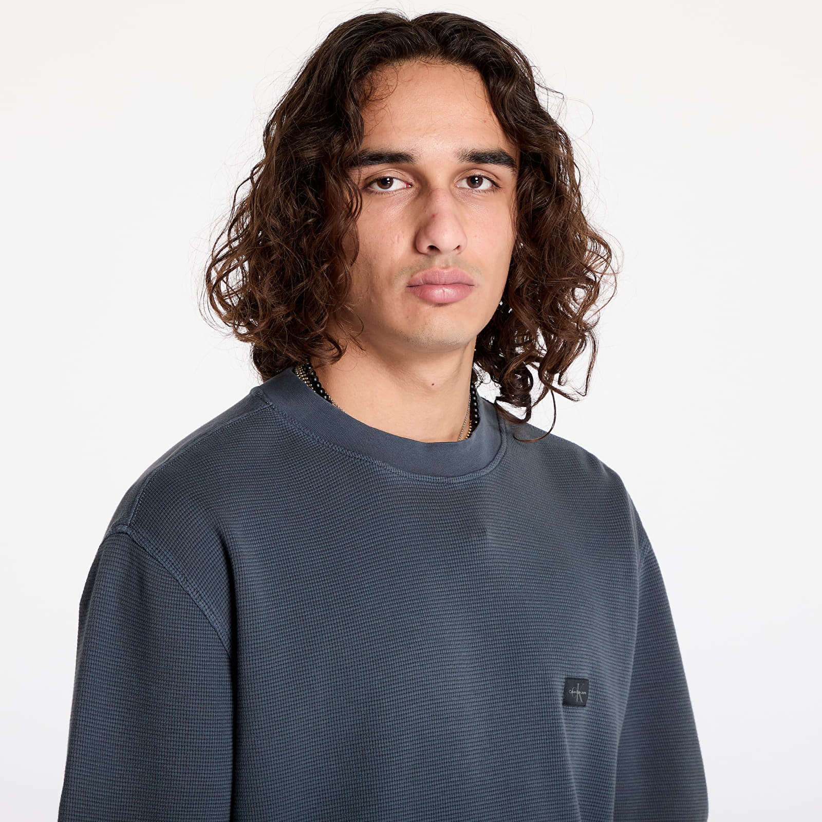 Trička Calvin Klein Jeans Waffle Woven Label Tee Black