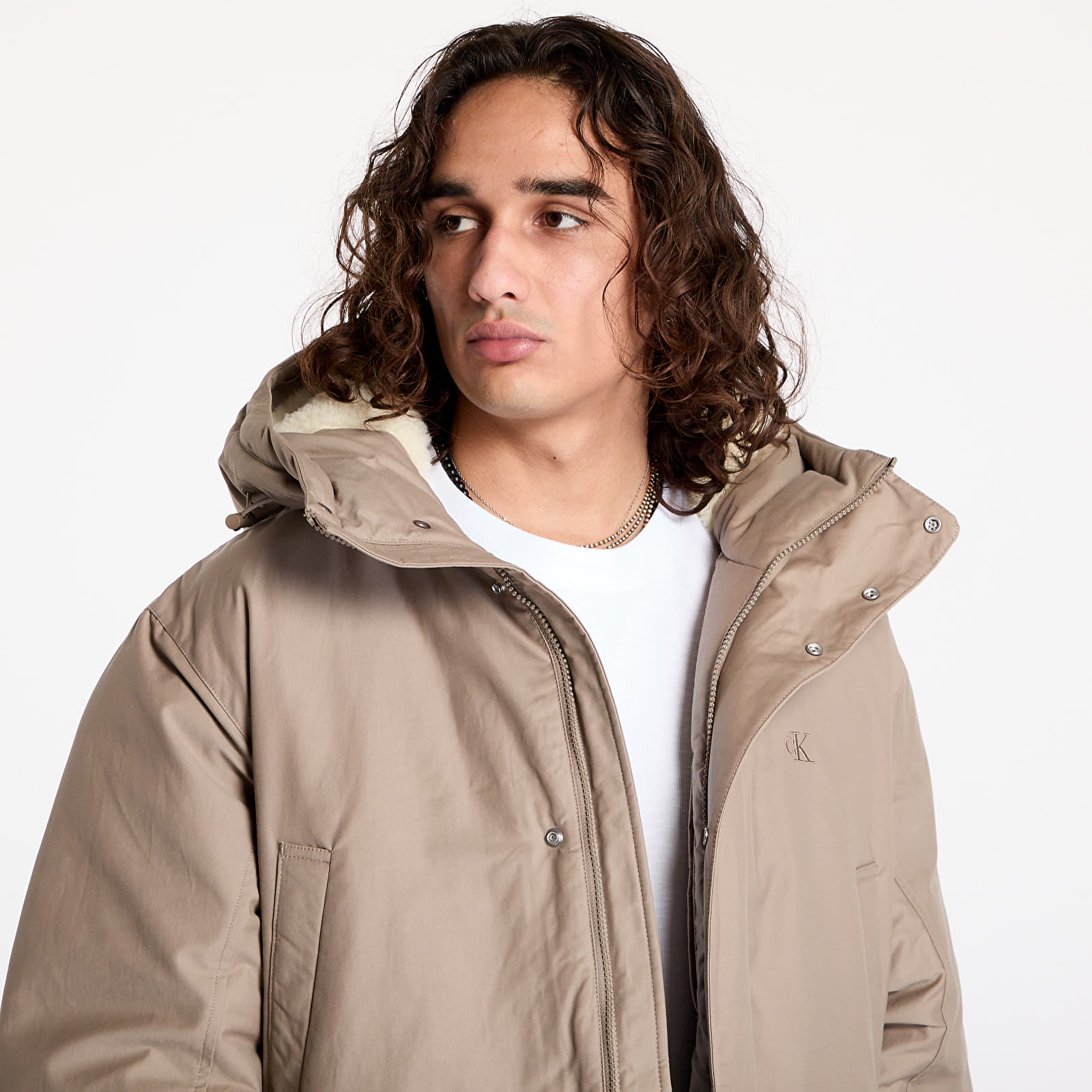 Parka kabát Calvin Klein Jeans Warm Cotton Nylon Parka Gray