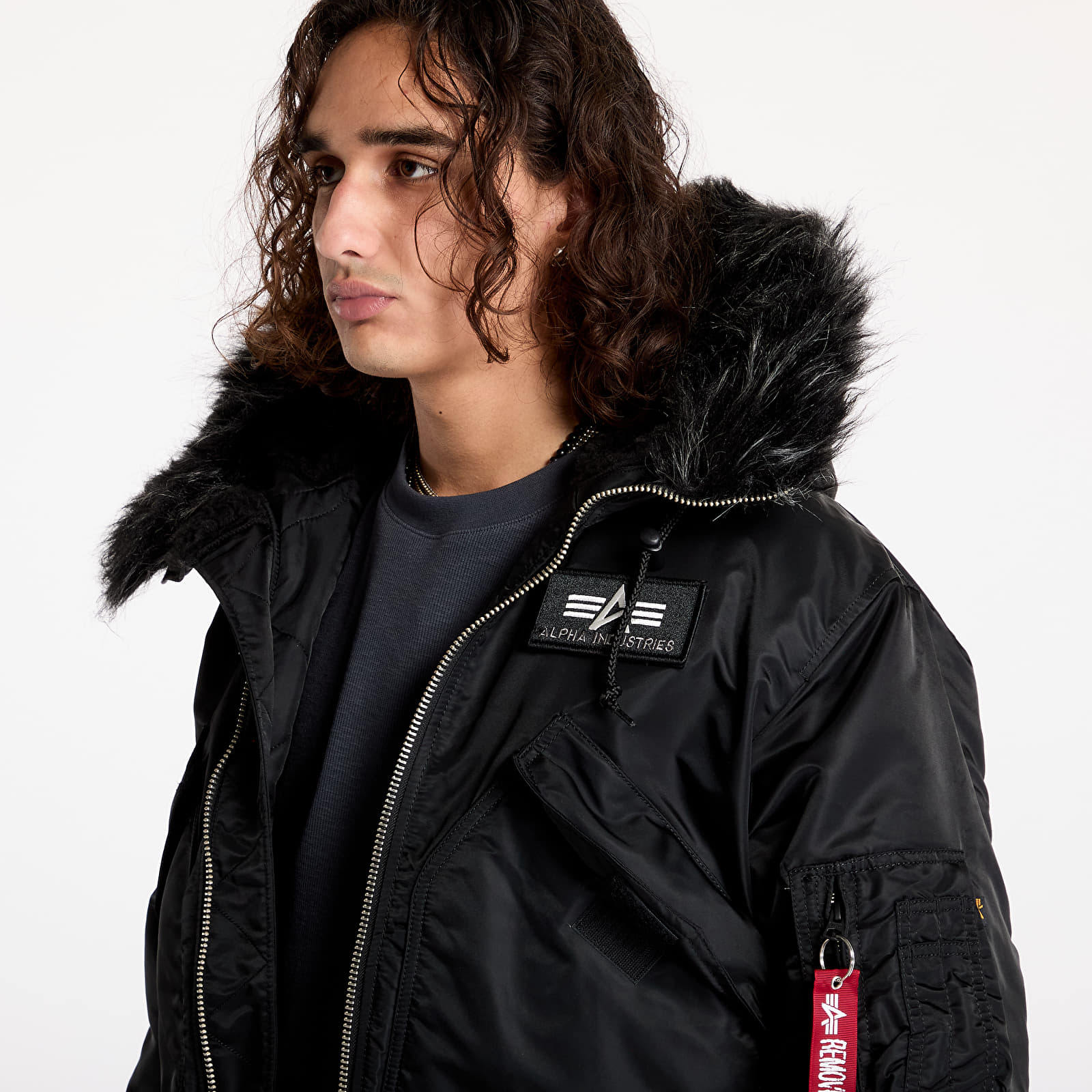 Moške jakne Alpha Industries 45P Hooded Black/ Black