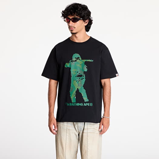 T-shirt A BATHING APE Bitmap Soldier Tee M Black
