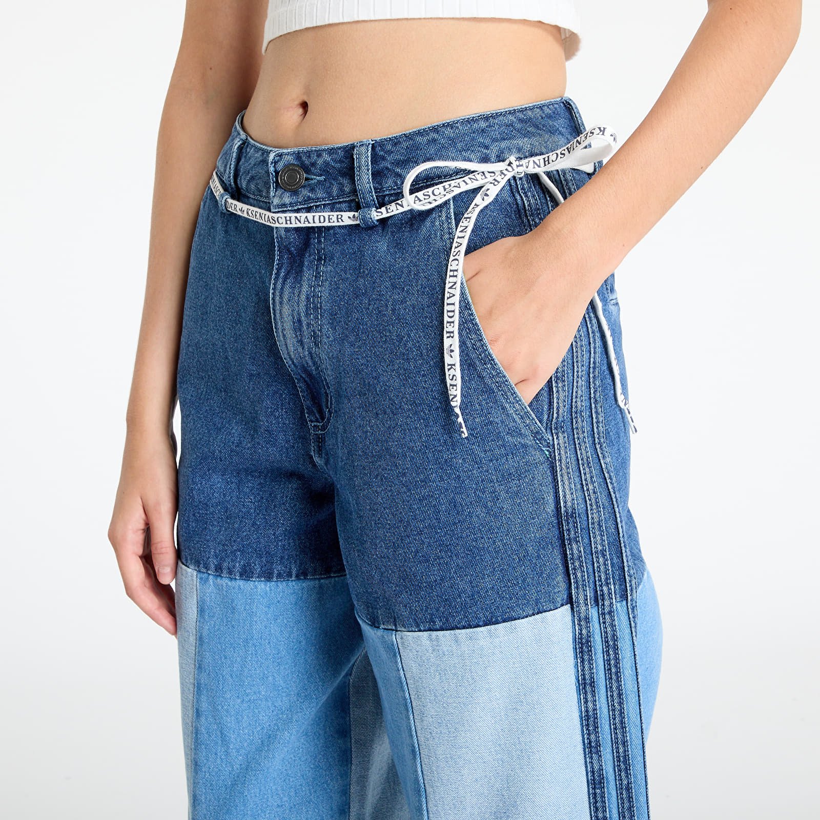 Jeans adidas x KSENIASCHNAIDER Patchwork Straight Leg Jeans Indigo Denim / Medium Blue Denim / Light Denim