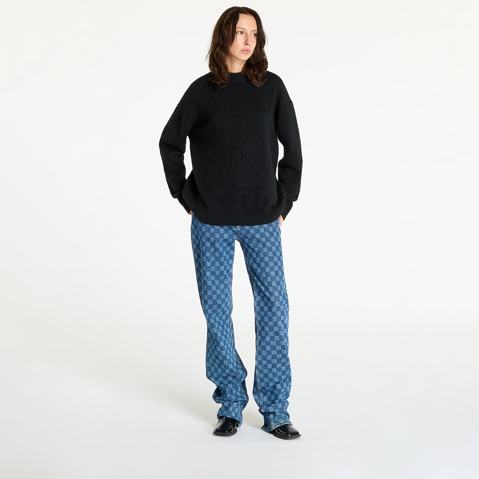 Svetry Calvin Klein Jeans Textured Loose Sweater Black