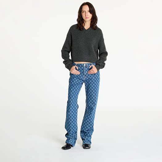 Gray sweater blue jeans top