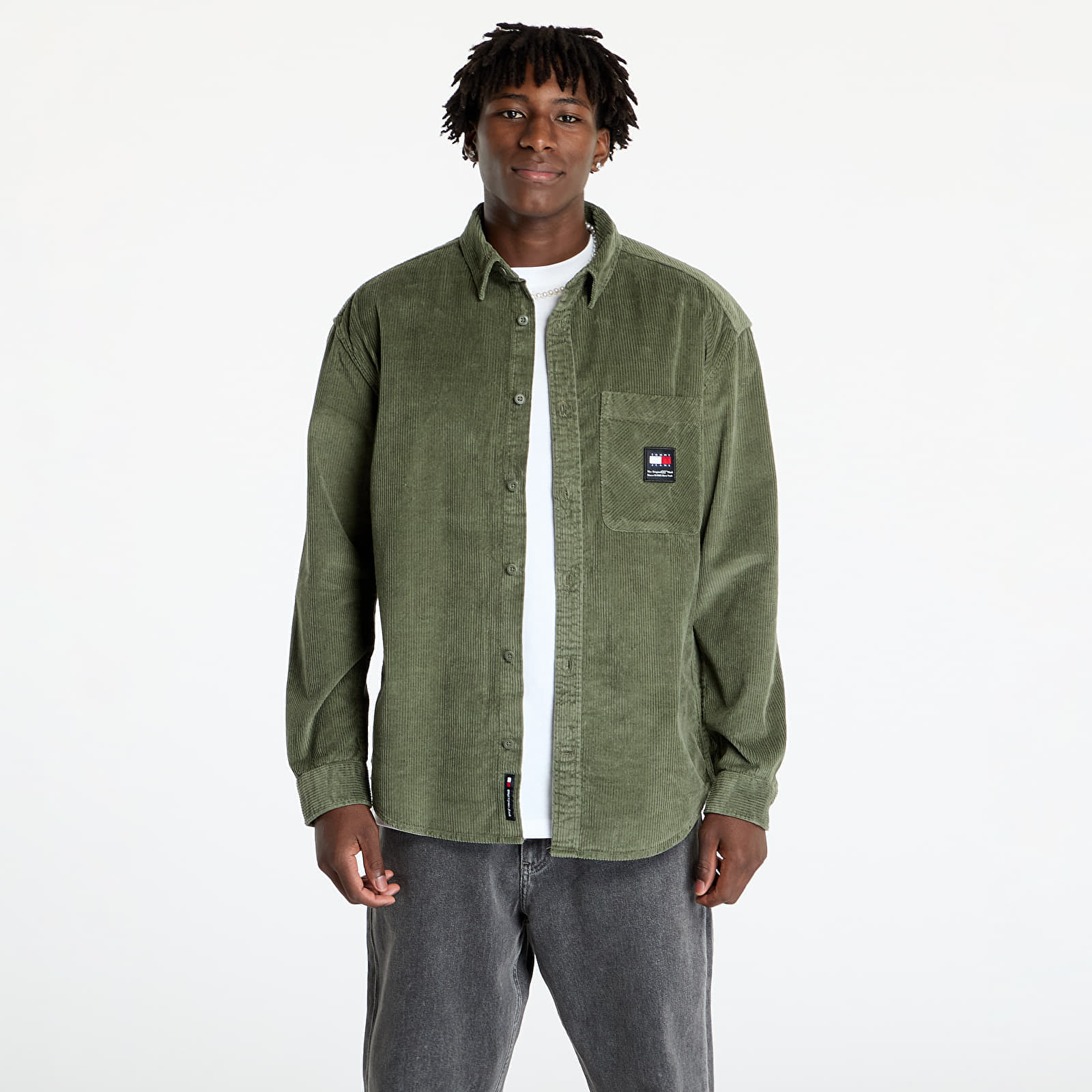 Camasa Tommy Jeans Corduroy Relaxed Fit Shirt Green XL