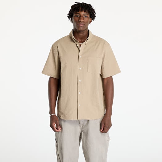 Ing Nike Life Men's Short-Sleeve Seersucker Button-Down Shirt Khaki/ Khaki