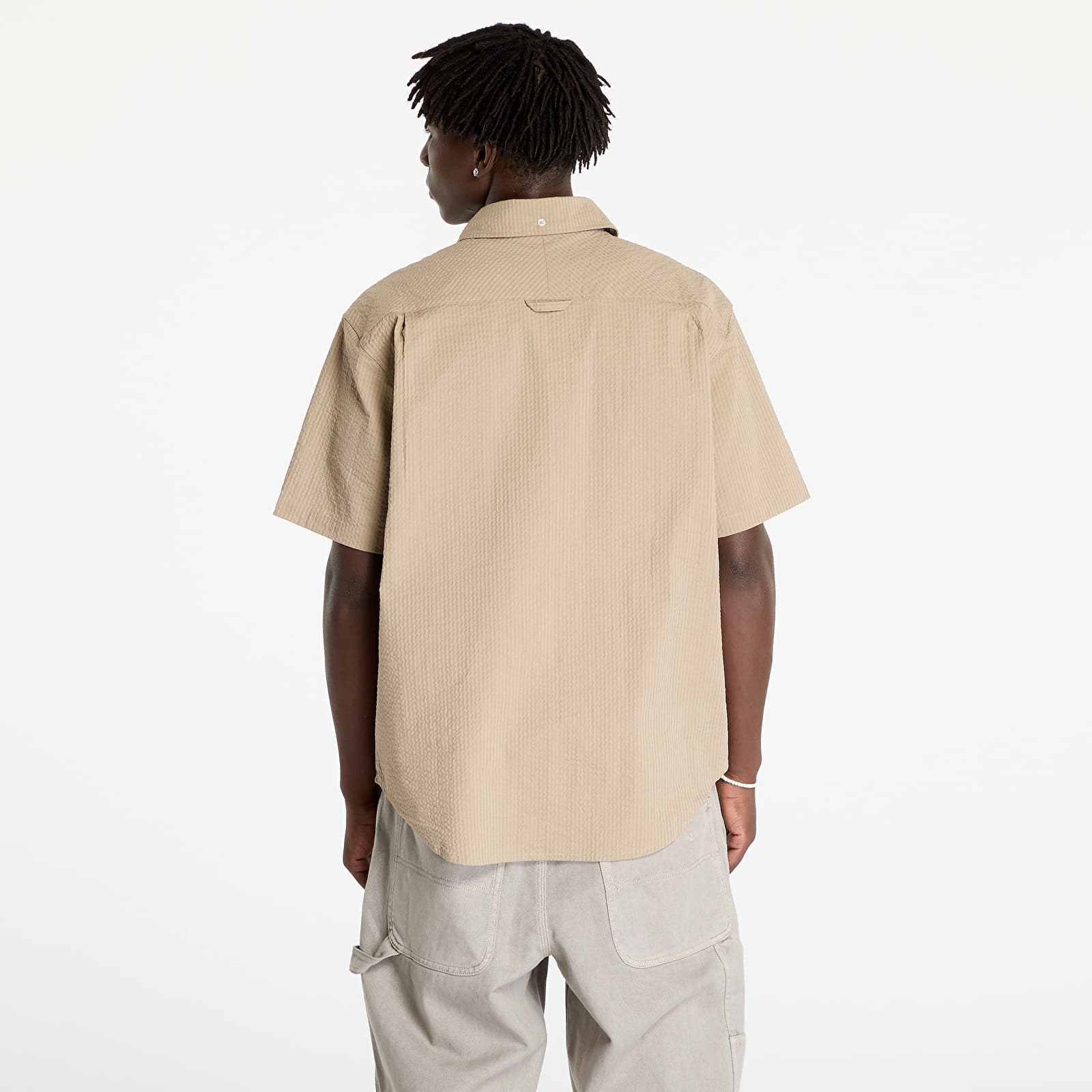 Košile Nike Life Men's Short-Sleeve Seersucker Button-Down Shirt Khaki/ Khaki