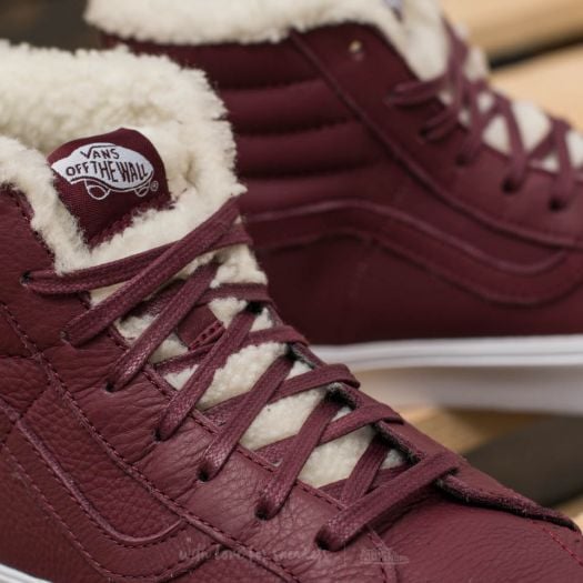 Men s shoes Vans SK8 Hi Reissue Lite Sherpa Burgundy True White Footshop