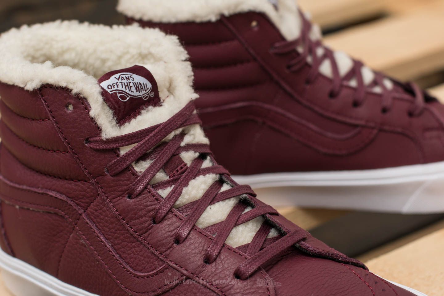 Burgundy high top vans best sale