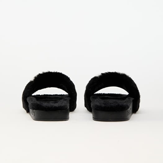 Black puma fur slides shop