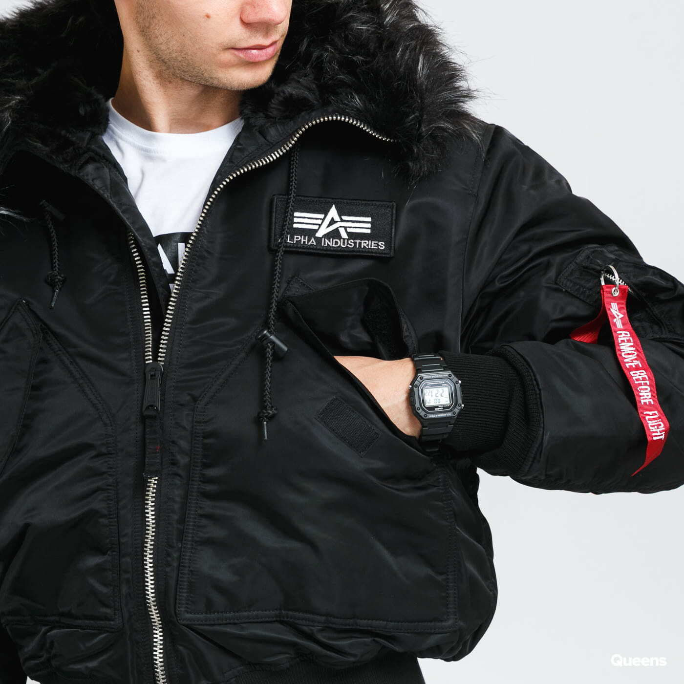 Férfi kabátok Alpha Industries 45P Hooded Custom Black