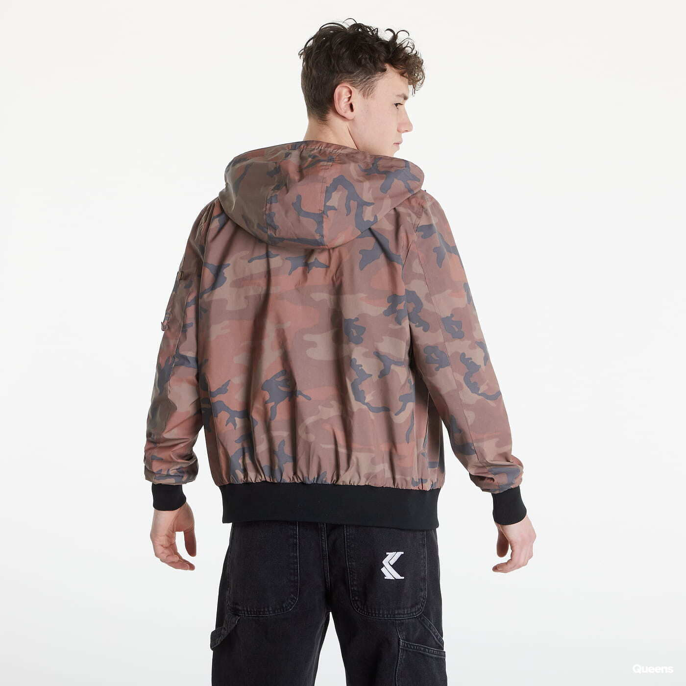 Větrovky Alpha Industries MA-1 LW Hoode Refl. Camo Brown