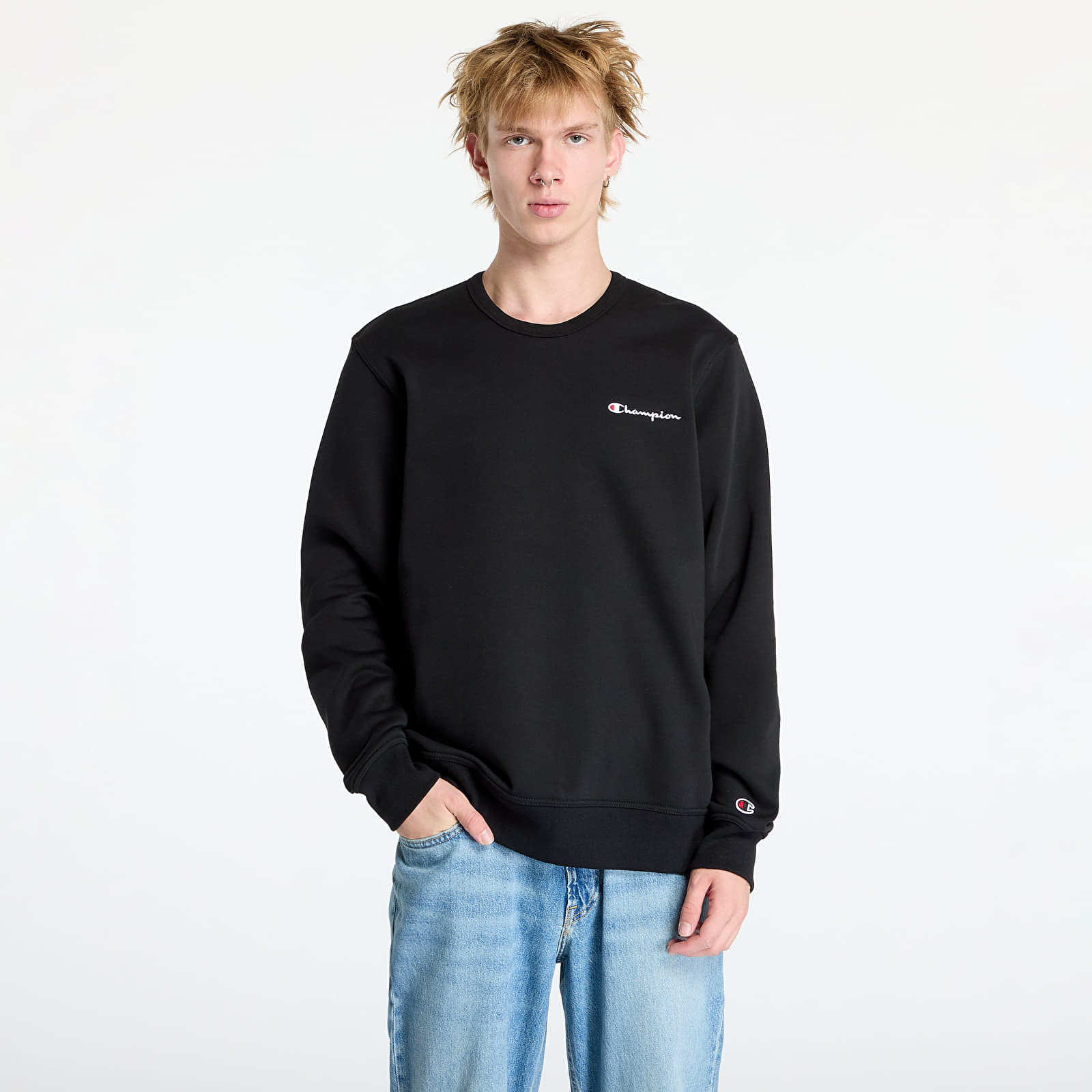 Férfi kapucnis pulcsik Champion Crewneck Sweatshirt Black
