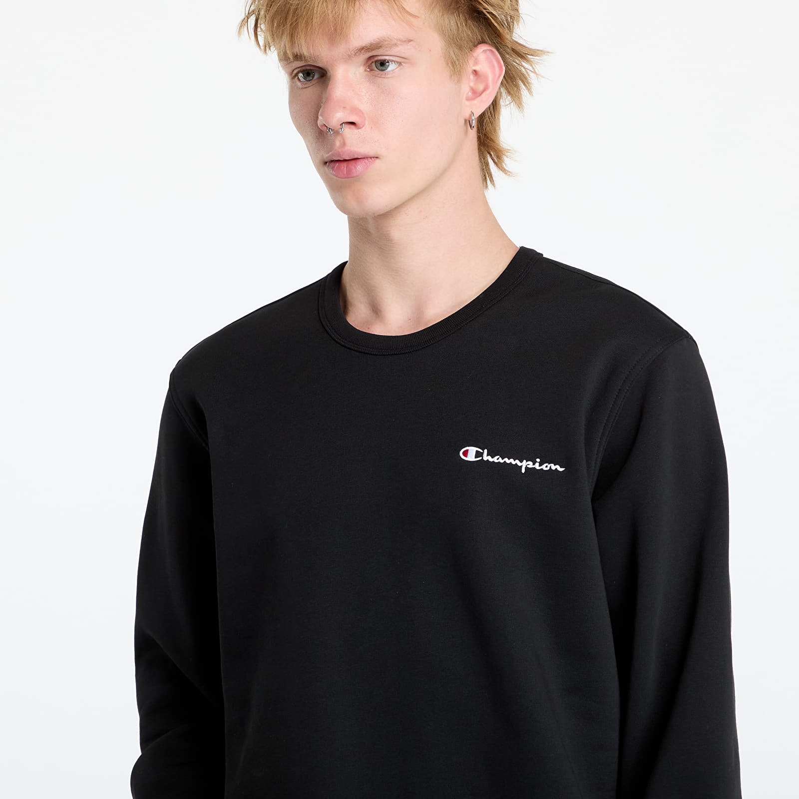 Férfi kapucnis pulcsik Champion Crewneck Sweatshirt Black