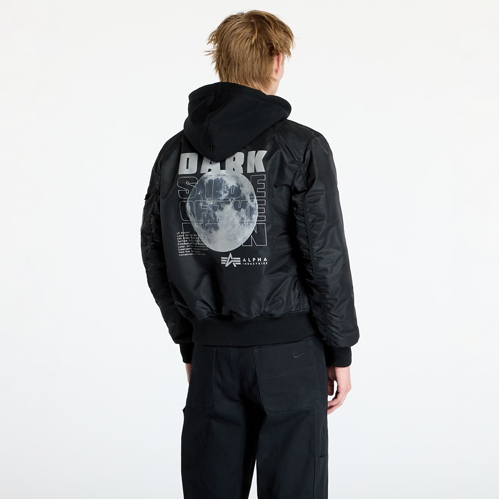 Giacche da uomo Alpha Industries MA-1 VF Hood Dark Side Black/ Reflective