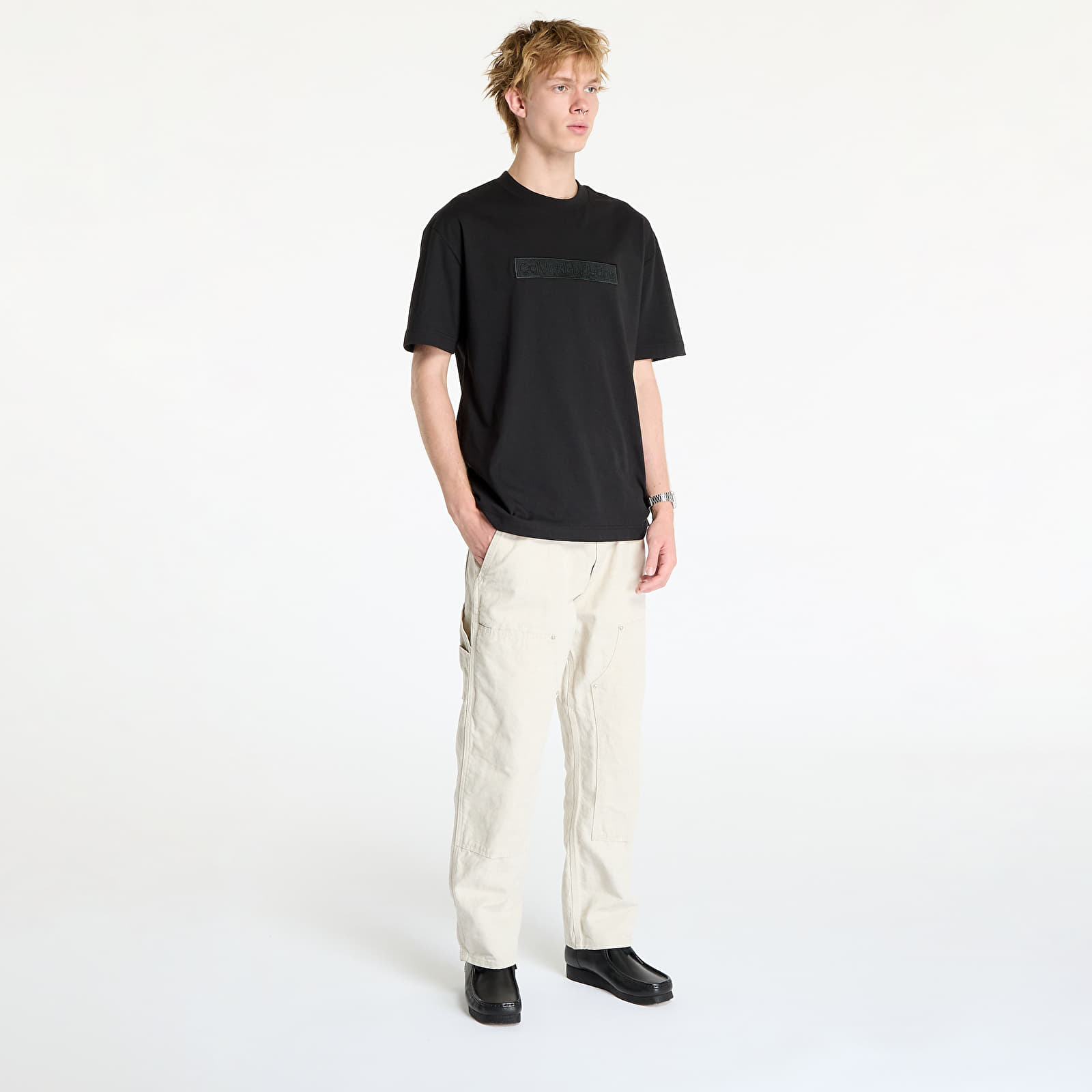 Pánske tričká Calvin Klein Jeans Embroidered Box Tee Black