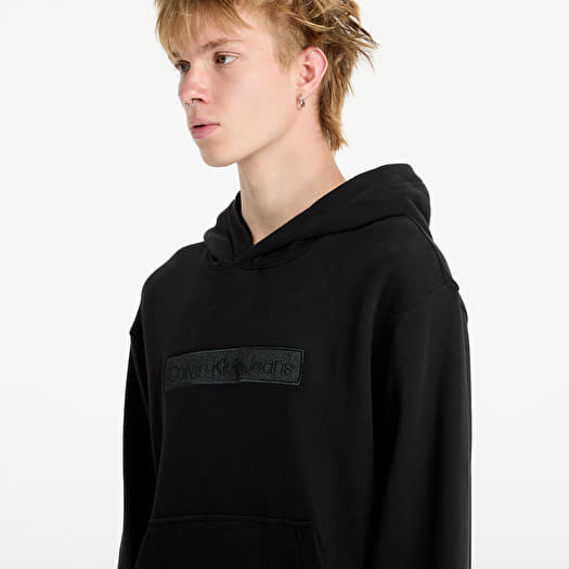 Men s hoodies Calvin Klein Jeans Embroidered Box Hoodie Black Footshop