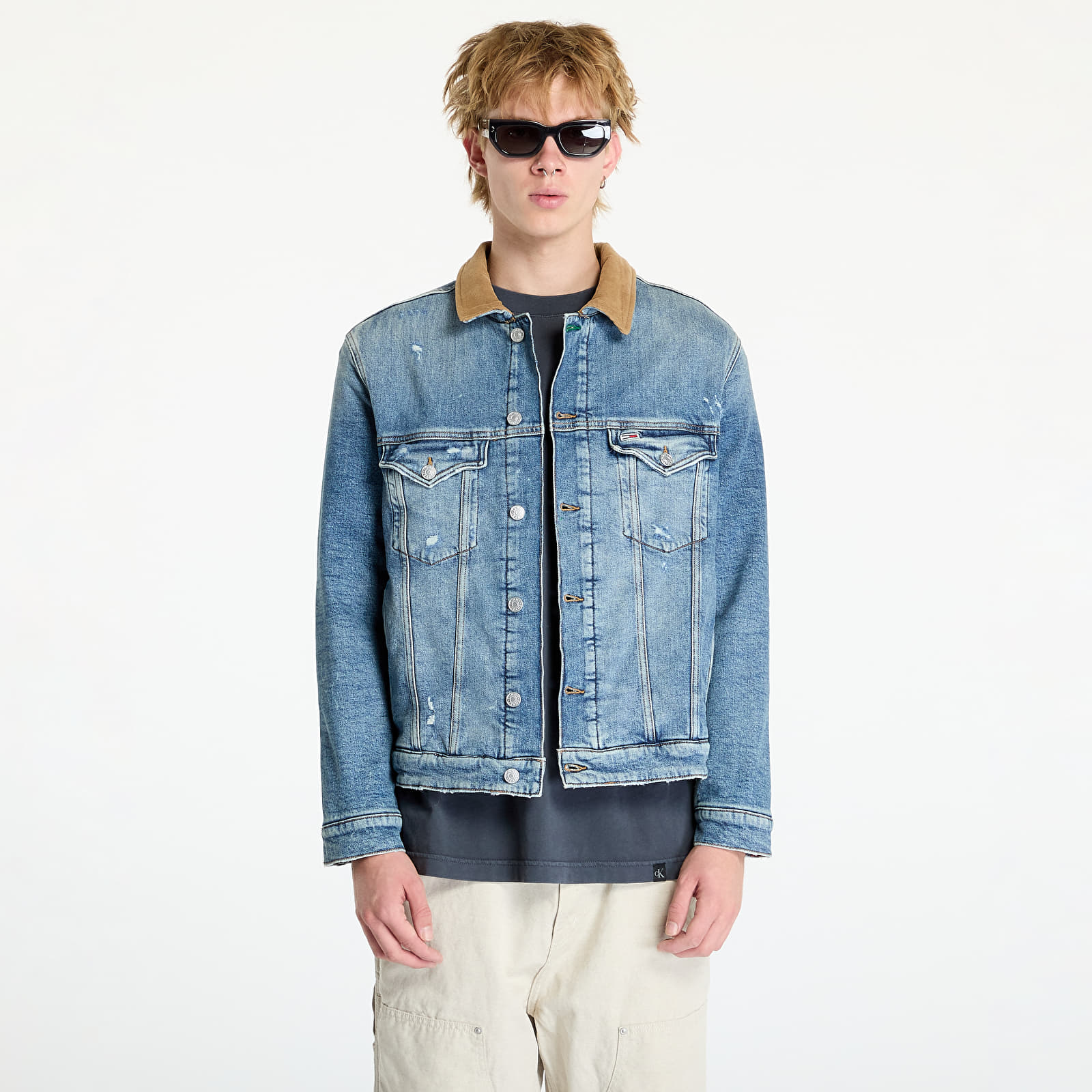 Férfi kabátok Tommy Jeans Ryan Teddy Regular Trucker Jacket Denim
