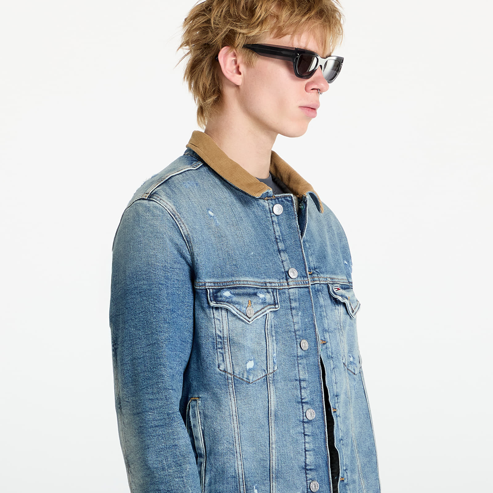Férfi kabátok Tommy Jeans Ryan Teddy Regular Trucker Jacket Denim
