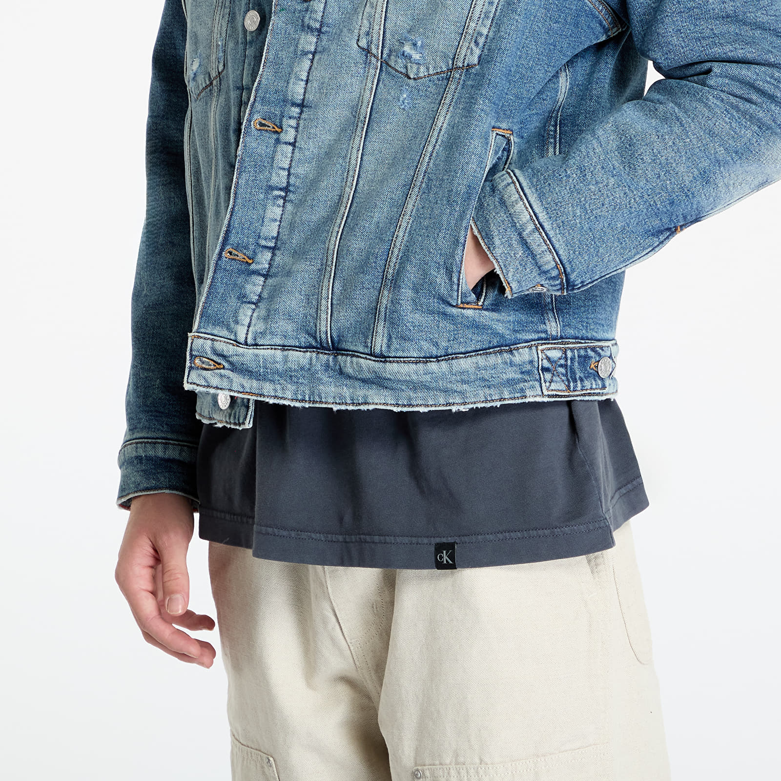Férfi kabátok Tommy Jeans Ryan Teddy Regular Trucker Jacket Denim