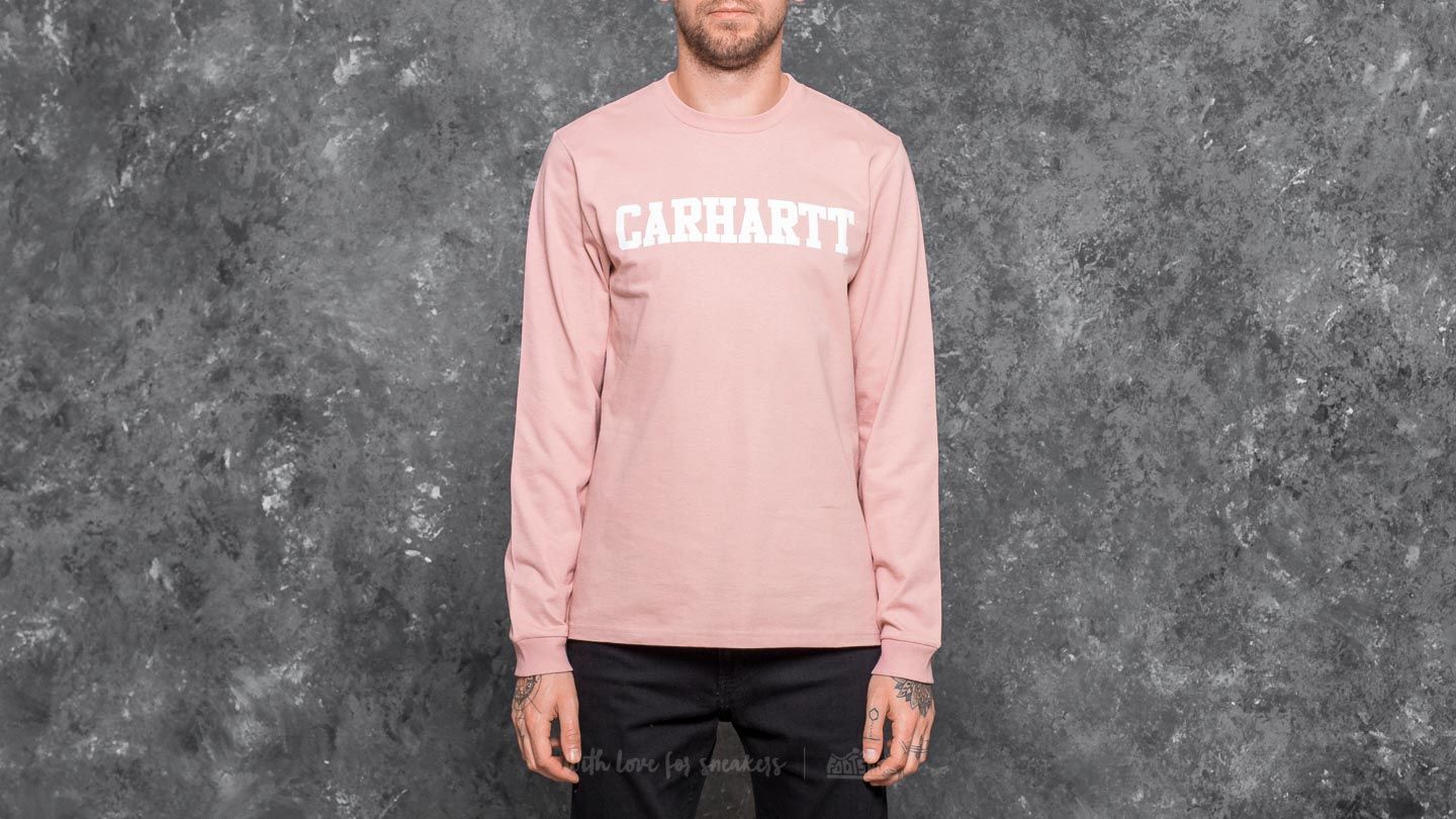 Pólók Carhartt WIP Longsleeve College T-Shirt Soft Rose/ White