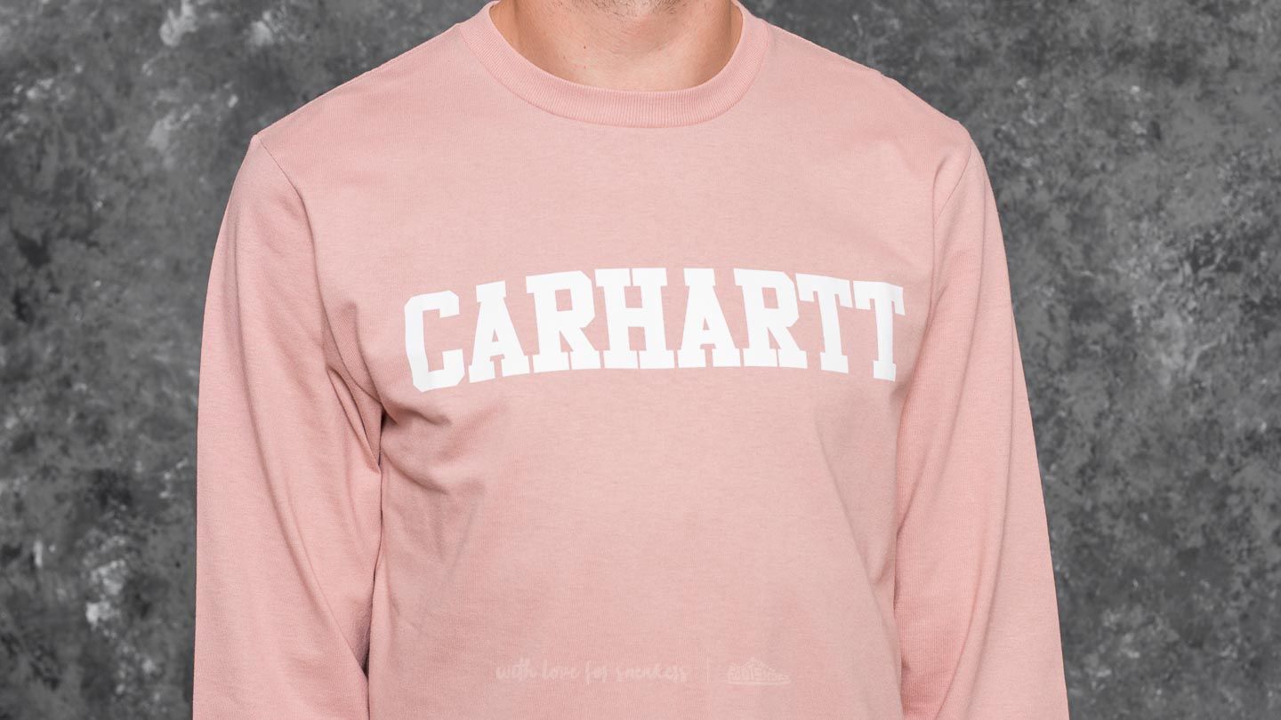 Pólók Carhartt WIP Longsleeve College T-Shirt Soft Rose/ White
