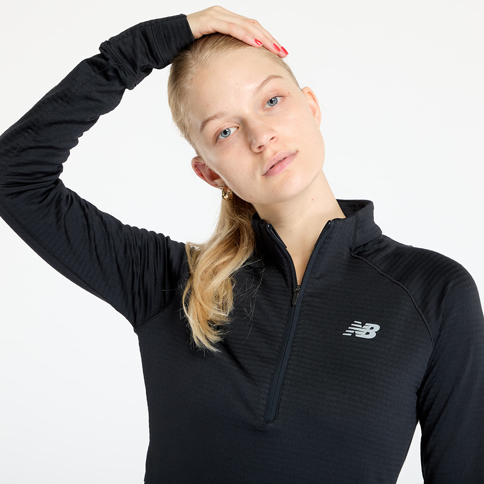 Mikiny New Balance Athletics Heat Grid Half Zip Black