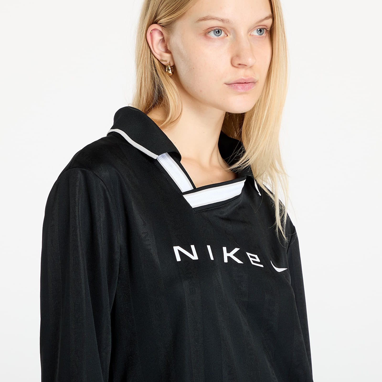 Trikots Nike Sportswear Collection Women's Dri-FIT Jacquard Long-Sleeve Jersey Top Black/ Lt Iron Ore/ White
