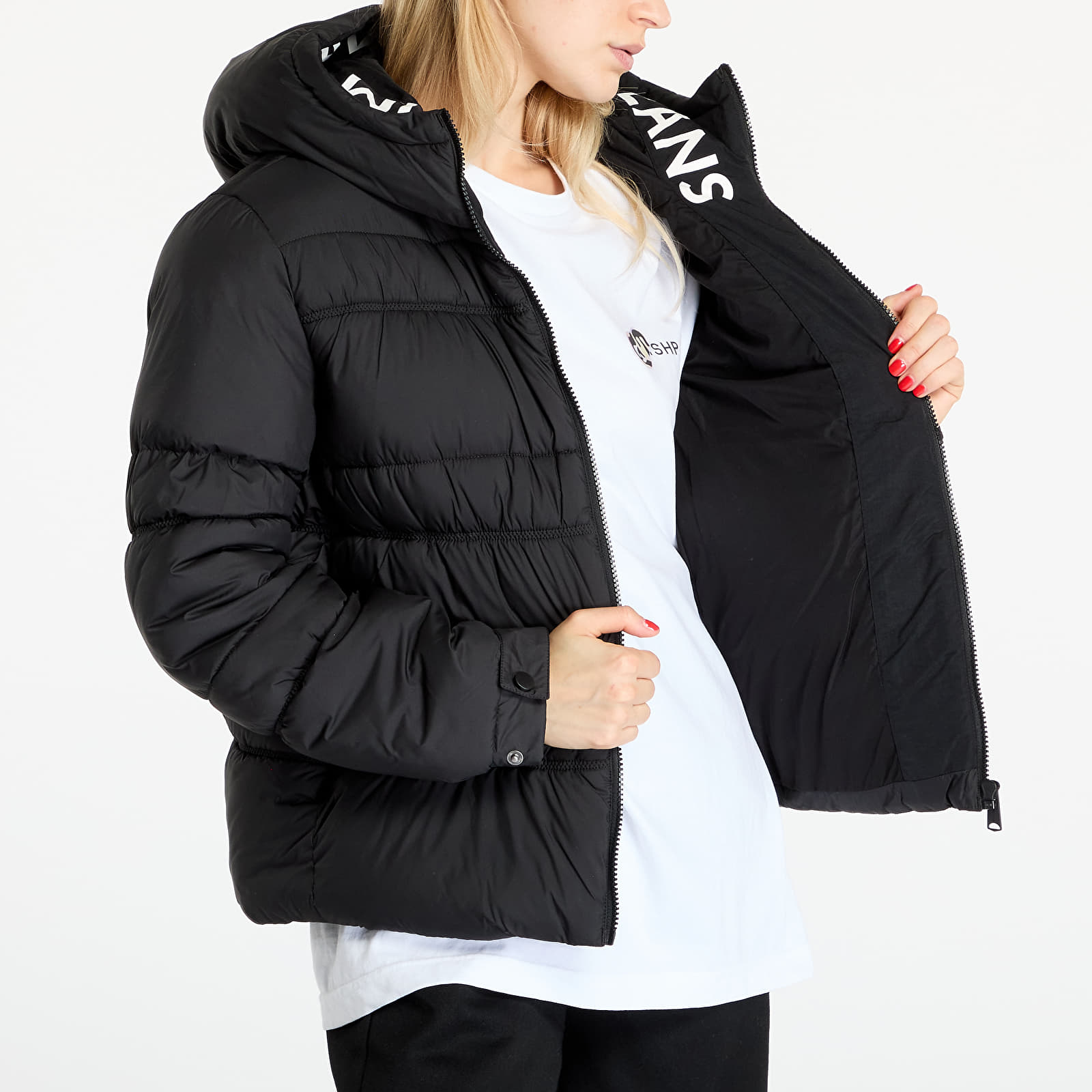 Giacche da donna Tommy Jeans Quilt Rouch Tape Jacket Black