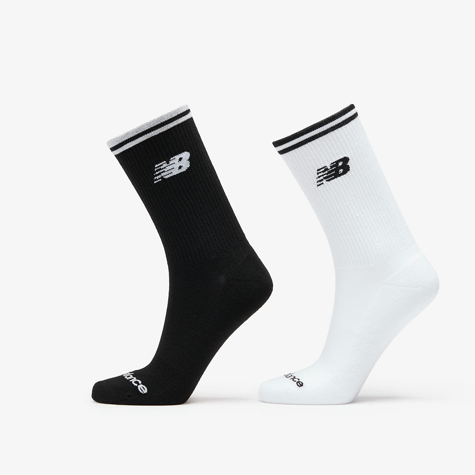 Ponožky New Balance Running Stripe Midcalf Socks 2-Pack Black/ White L