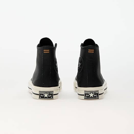 Black leather high top converse deals