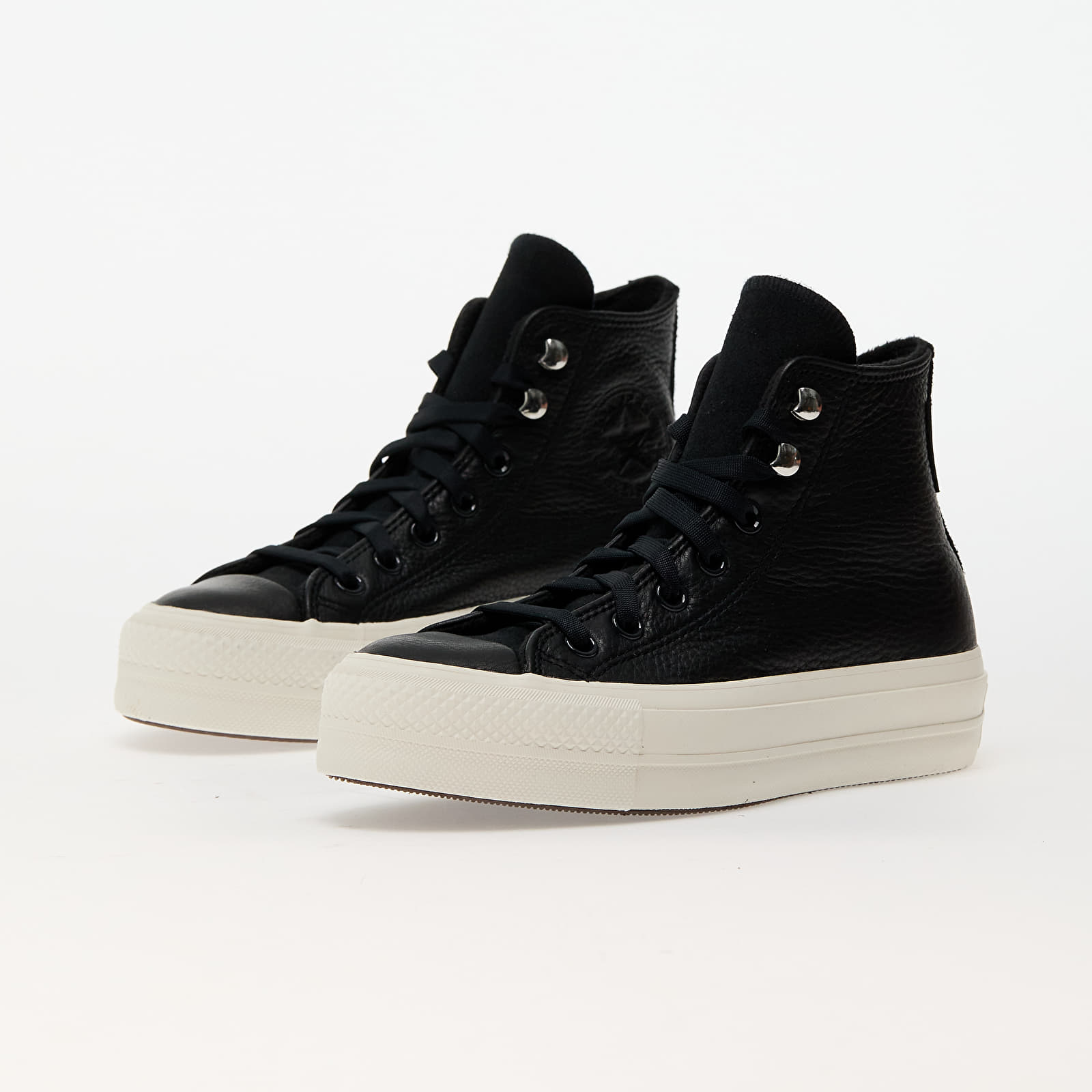 Women's shoes Converse Chuck Taylor All Star Lift Platform Water Repellent Leather Black/ Black/ Egret
