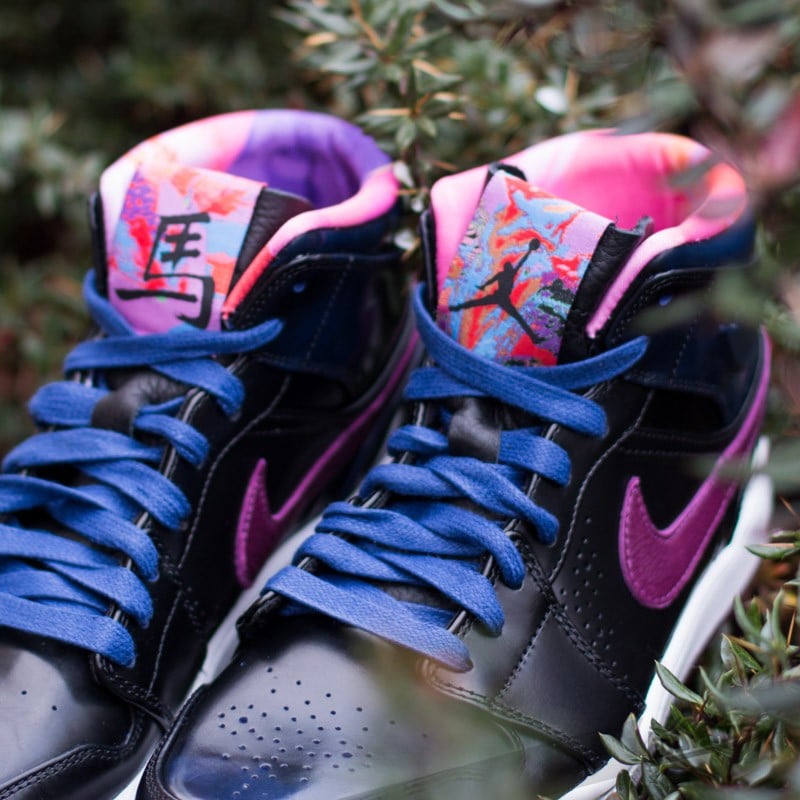 Air jordan 1 mid nouveau black red clearance