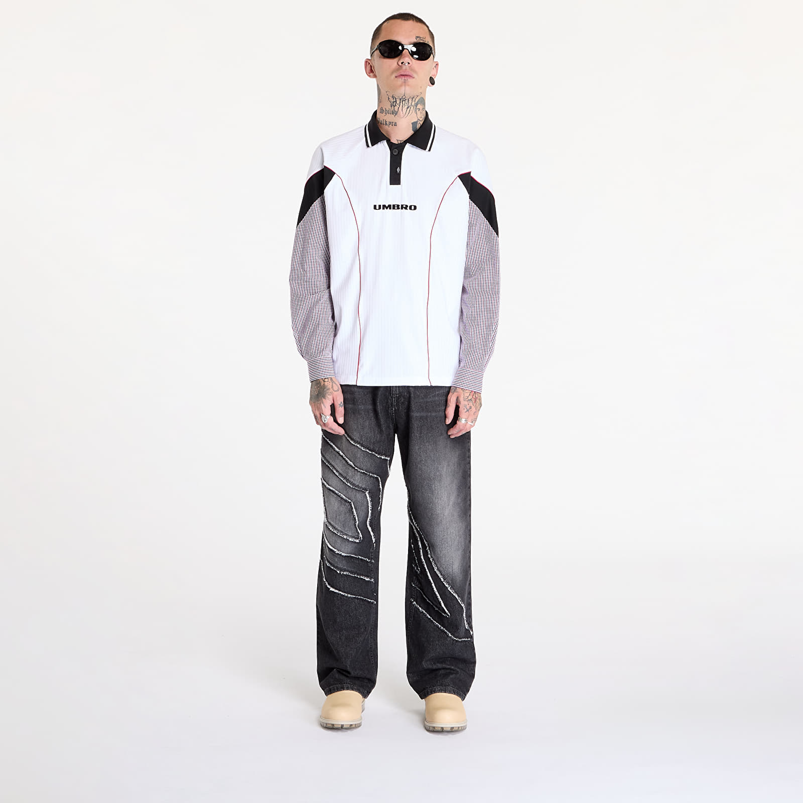 Men's T-shirts Umbro by Slam Jam Gingham Cut Up Polo Shirt White | Footshop