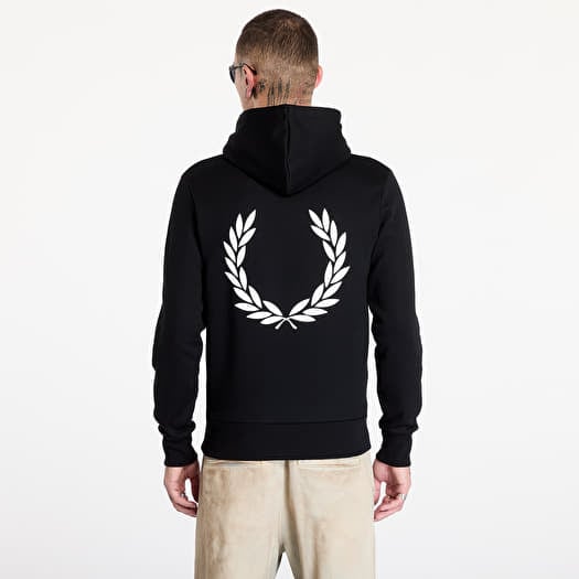 Men s hoodies FRED PERRY Double Graphic Hooded Sweatshirt Black Footshop