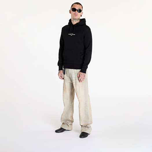 FRED PERRY Double Graphic Hooded Sweatshirt Black | Footshop