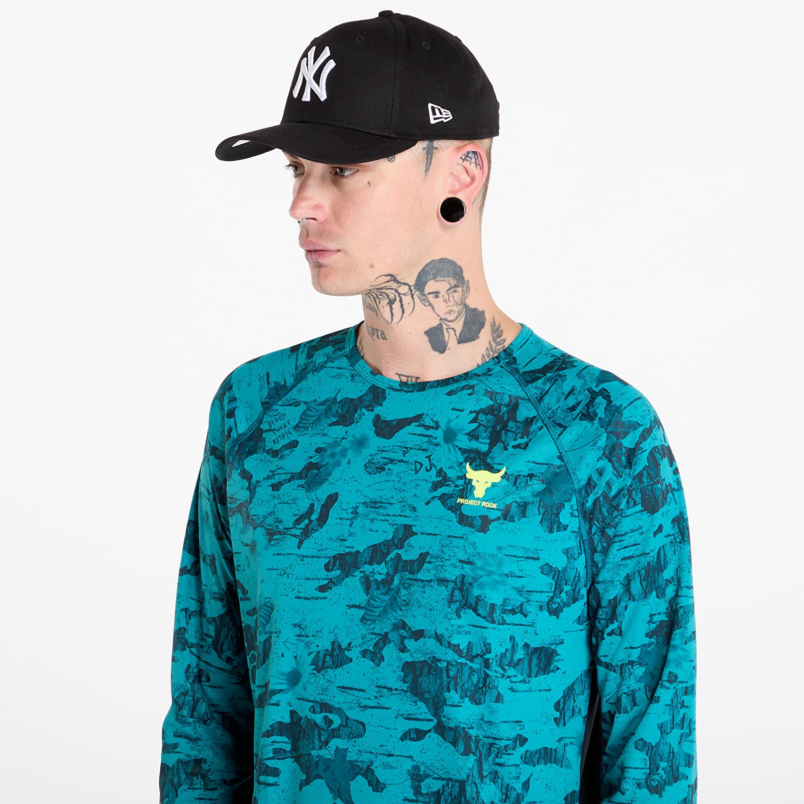 Trička Under Armour Project Rock IsoChill LS Hydro Teal/ Black/ High-Vis Yellow