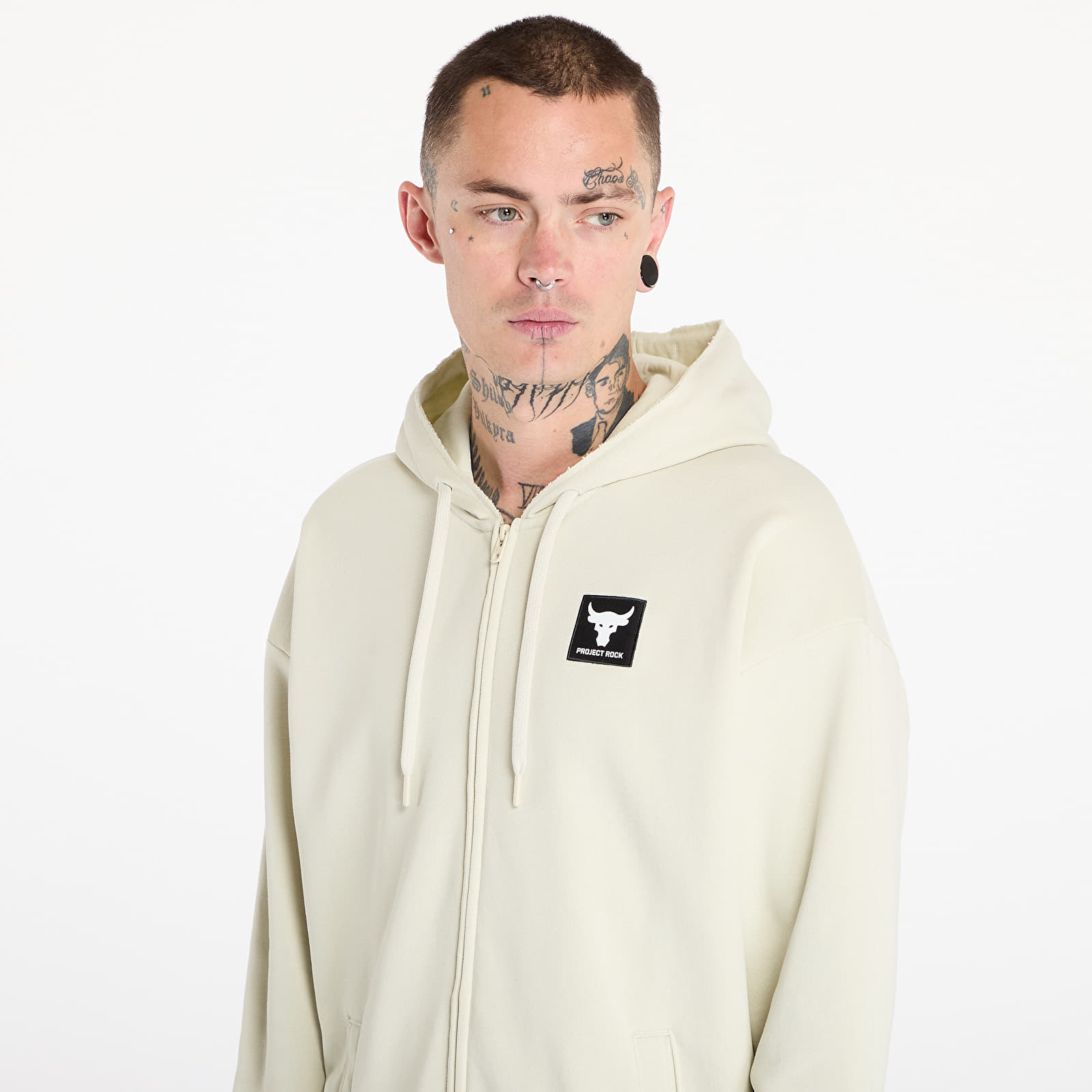 Mikiny Under Armour Project Rock Heavyweight Terry Full Zip Sweatshirt Silt/ Black