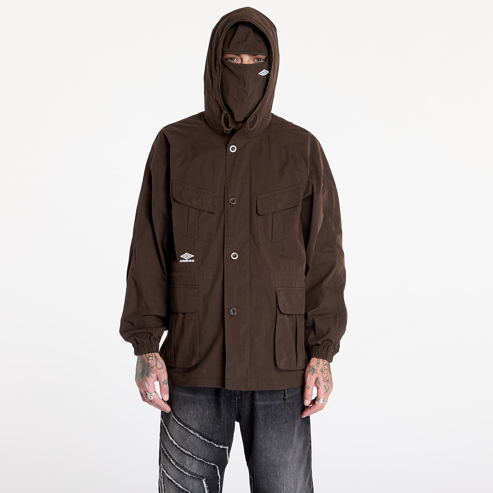 Pánské bundy Umbro by Slam Jam Masked Field Jacket Dark Brown