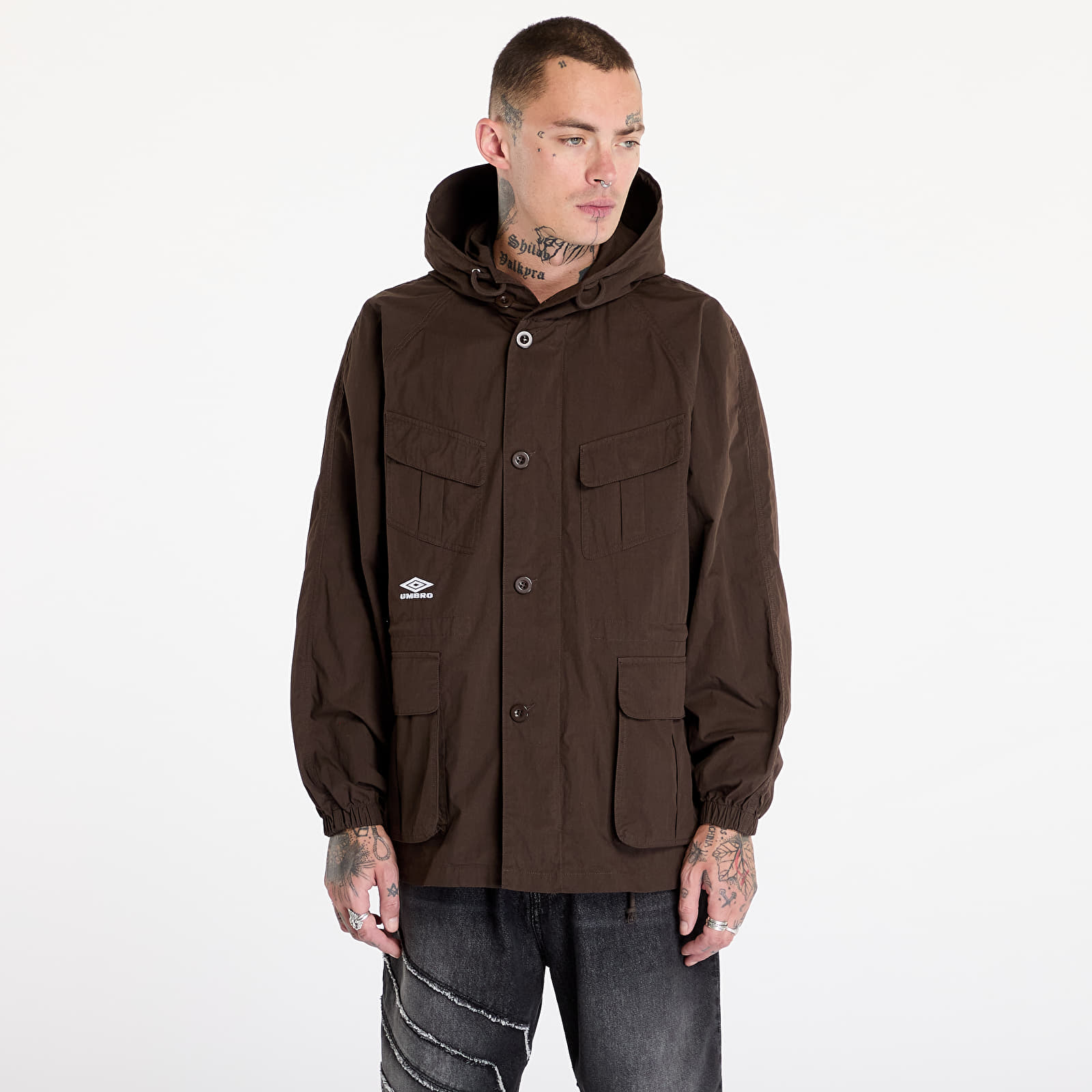 Pánské bundy Umbro by Slam Jam Masked Field Jacket Dark Brown