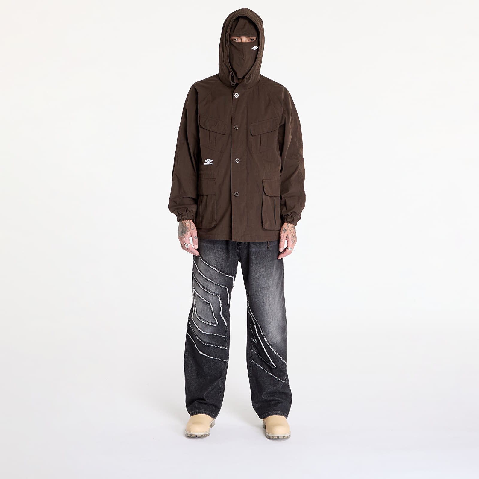 Pánské bundy Umbro by Slam Jam Masked Field Jacket Dark Brown