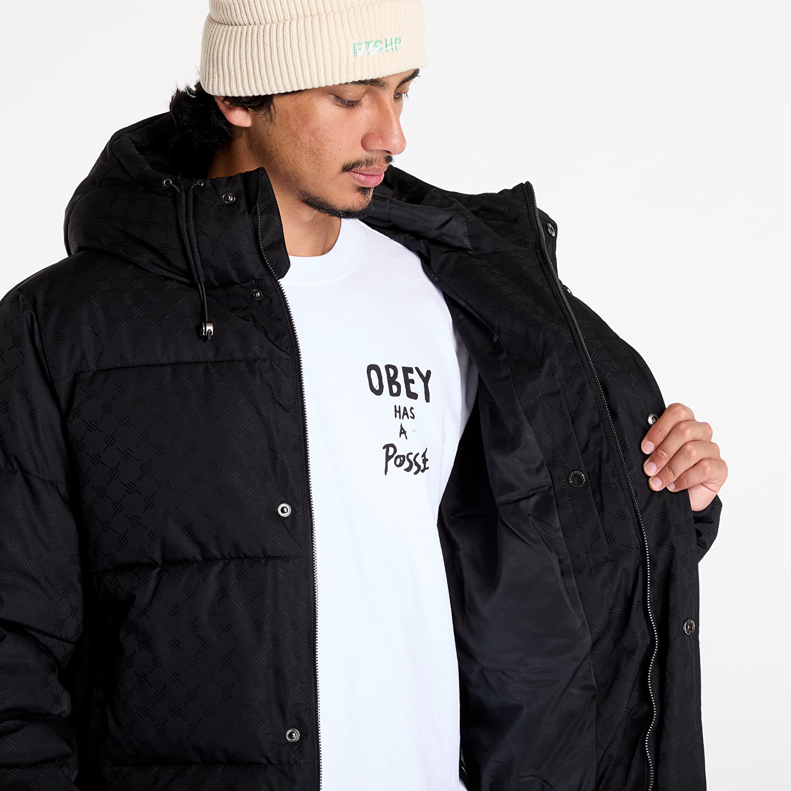 Kurtki Daily Paper Monogram Puffer Jacket Black