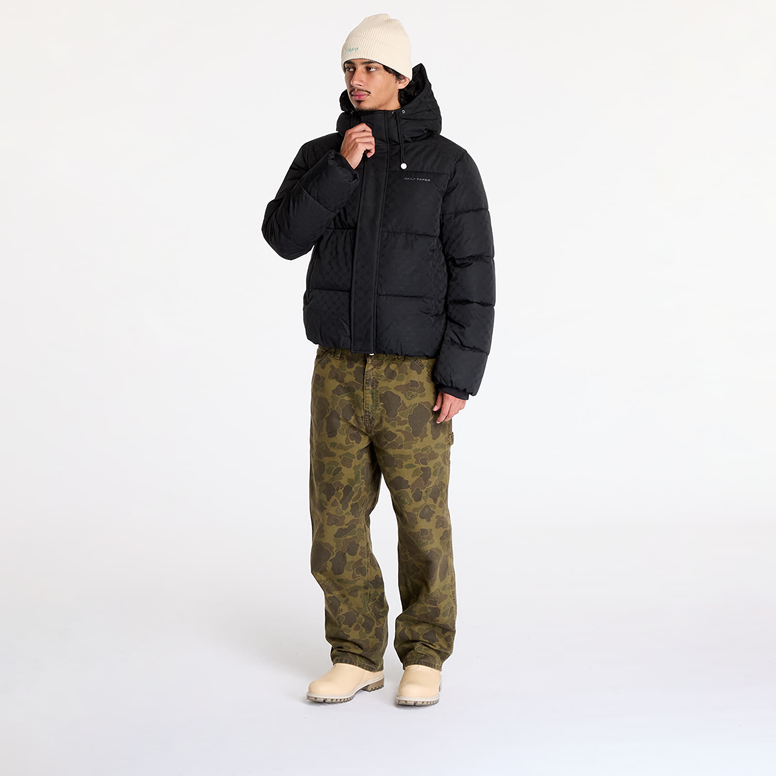 Kurtki Daily Paper Monogram Puffer Jacket Black