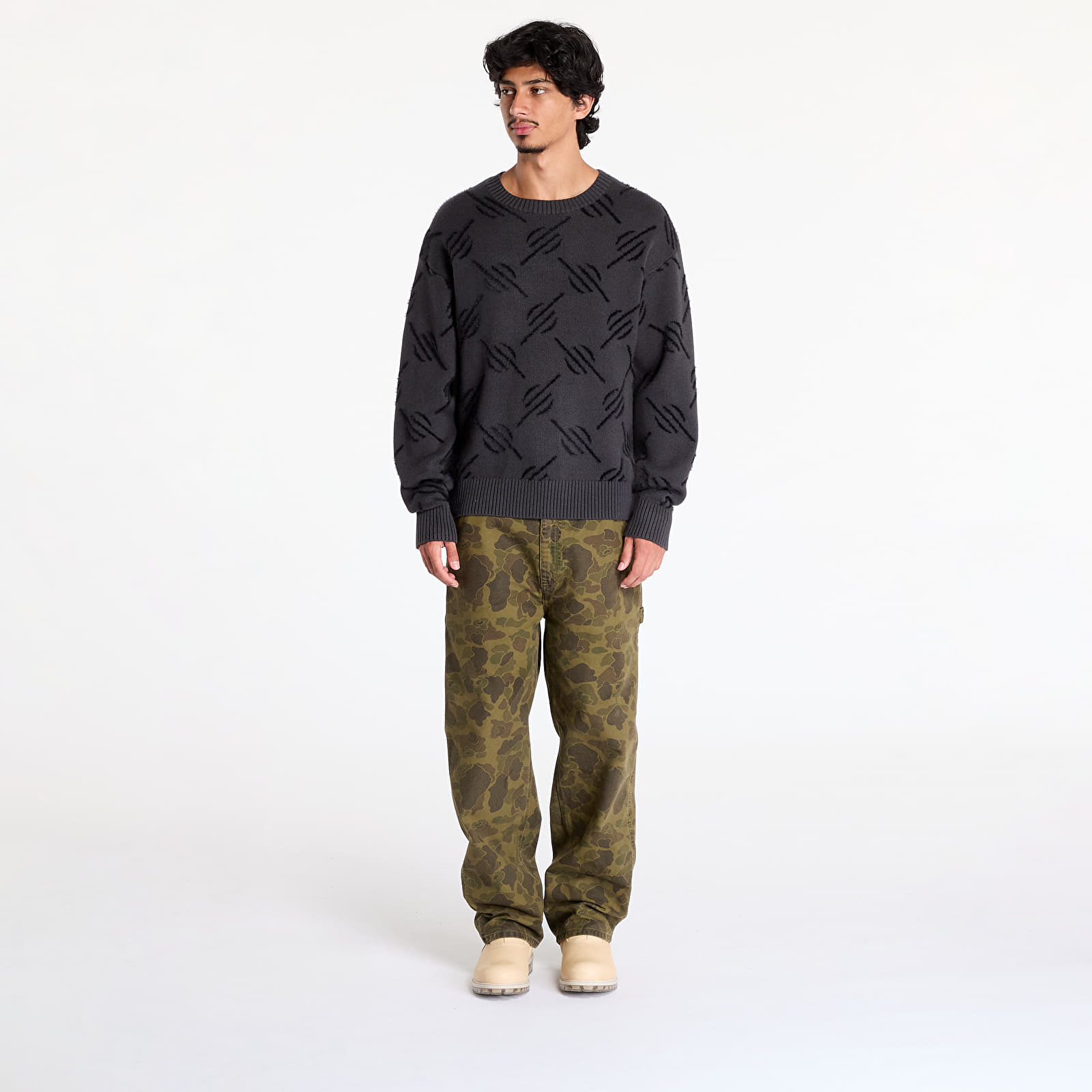 Džemperi Daily Paper Tevin Monogram Knit Sweater Black