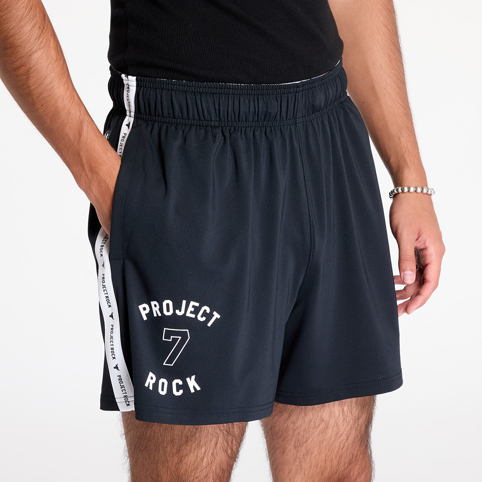 Shorts voor heren Under Armour Project Rock Mesh Short BOH Black/ White