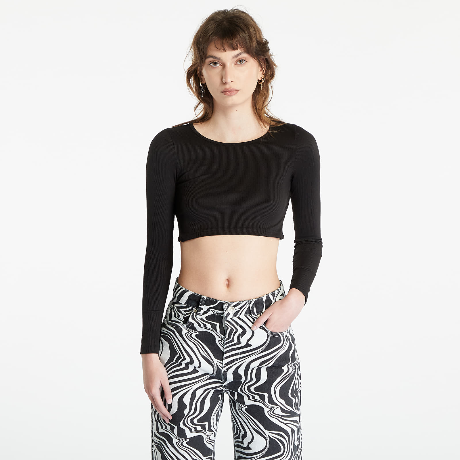 Topjes voor dames Sixth June Monochrom Crop Top Black