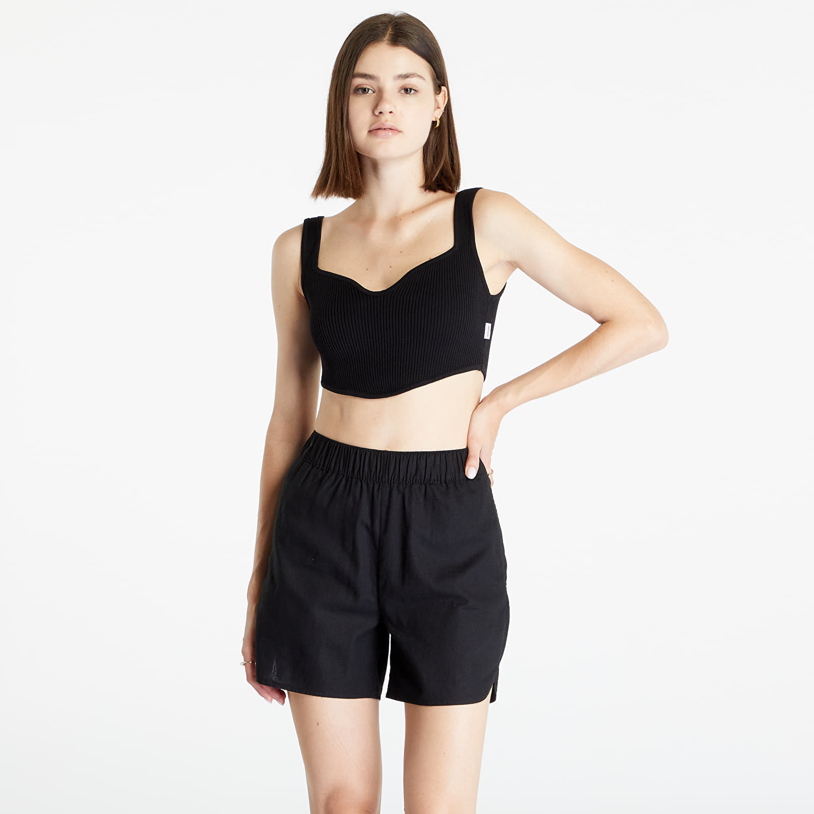 Camisetas de tirantes para mujer Sixth June Corset Crop Top Black