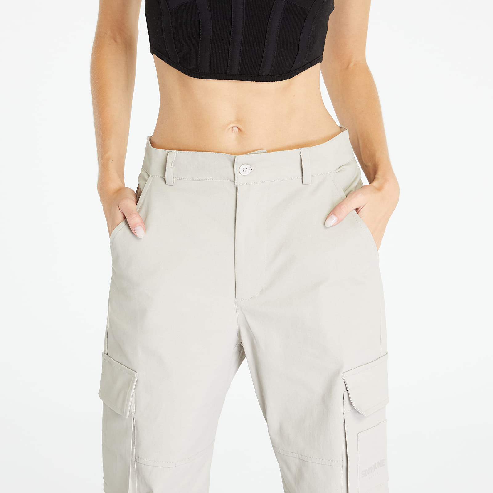 Pantalones de mujer Sixth June Cargo Pants W/ Reverse Belt Grey