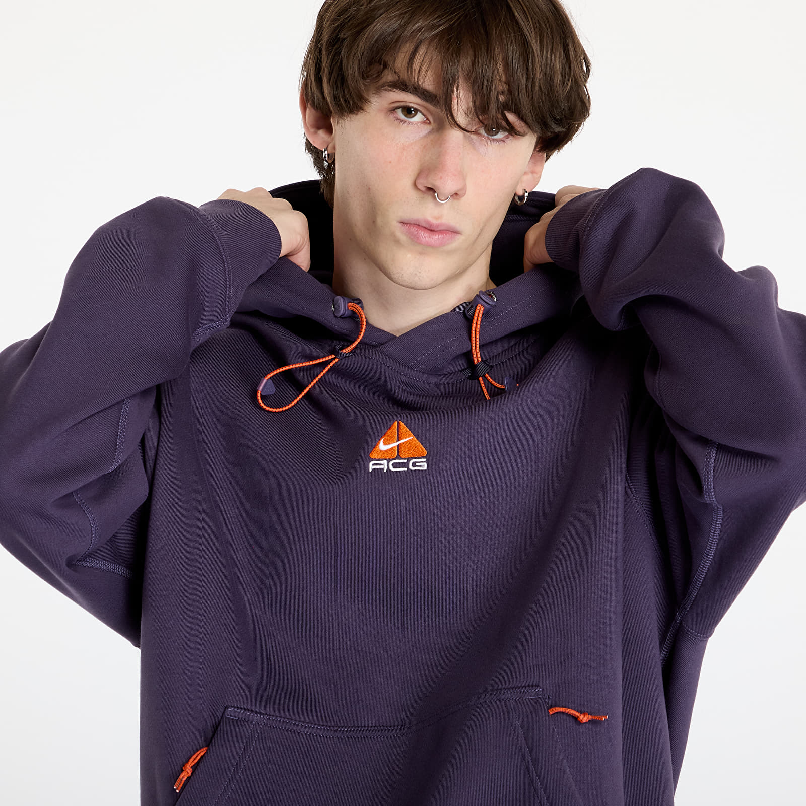 Mikiny Nike ACG Therma-FIT Fleece Pullover Hoodie Dark Raisin/ Summit White