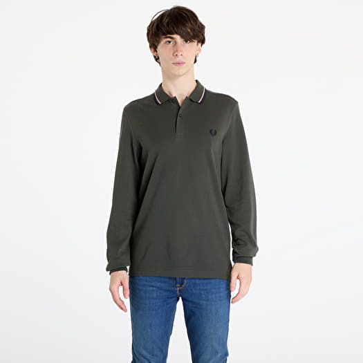 FRED PERRY LS Twin Tipped Shirt Field Green/ Dark Pink/ Navy