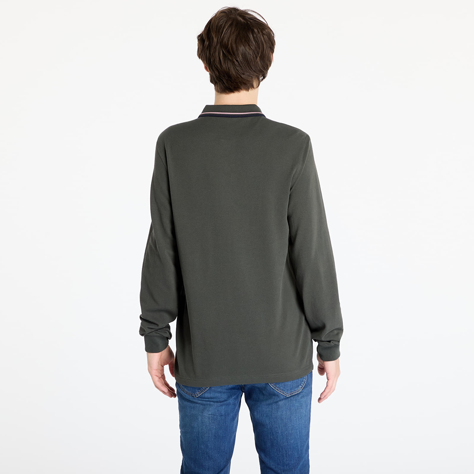 Pánská trička FRED PERRY LS Twin Tipped Shirt Field Green/ Dark Pink/ Navy